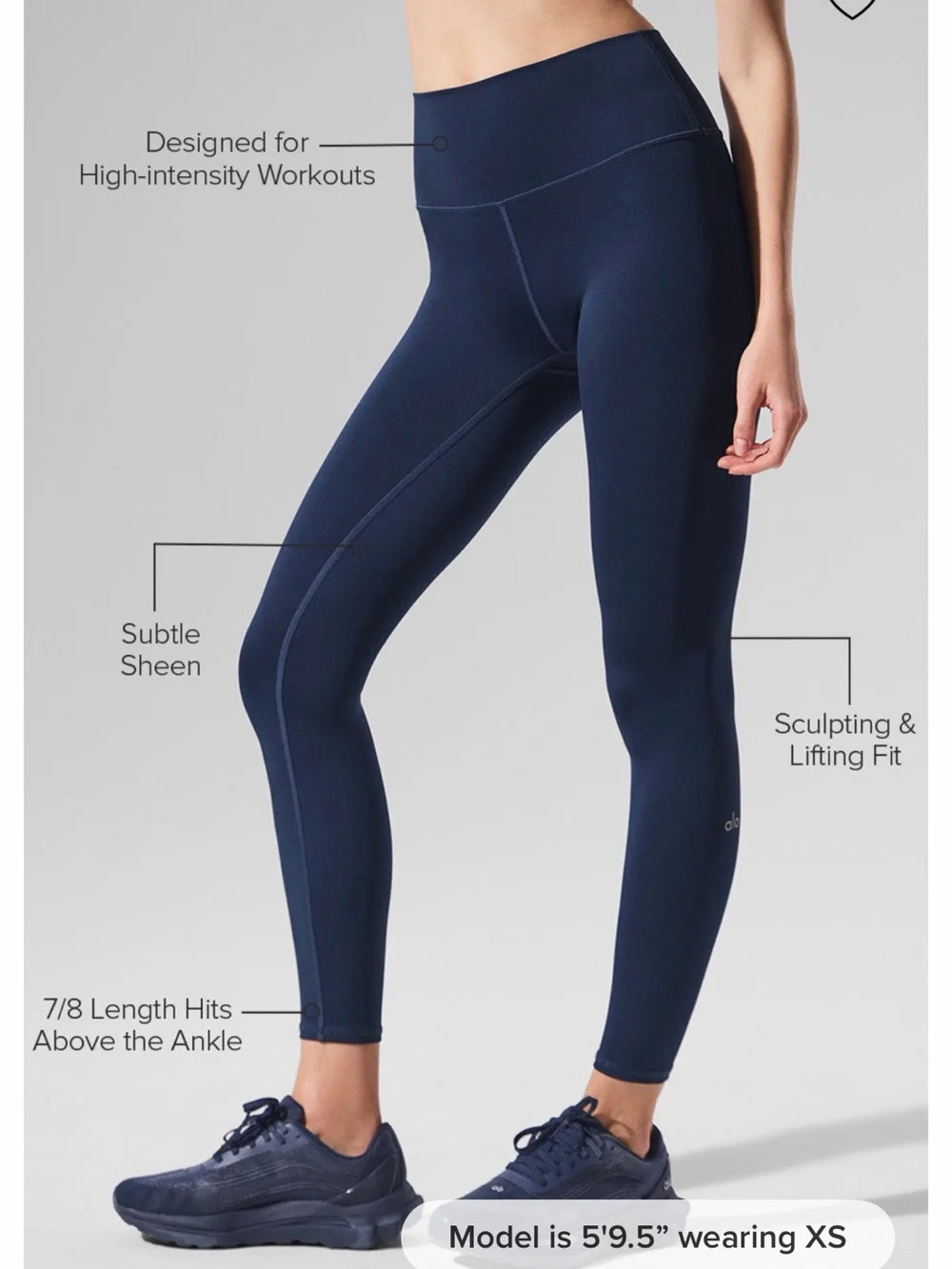 Alo navy set: seamless ribbed favorite bra tank + 7/8 high waist airlift legging